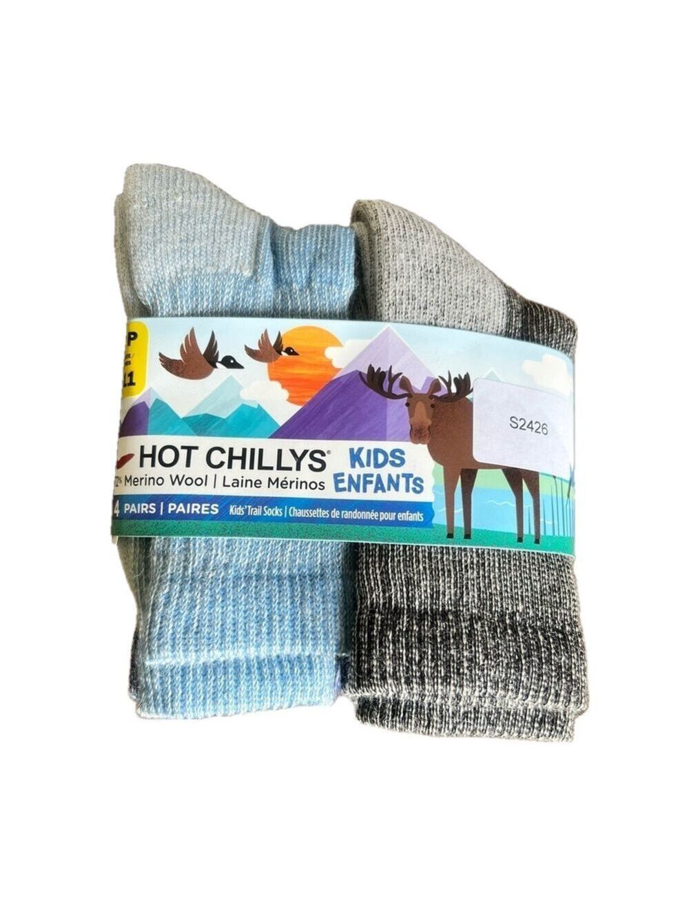 Hot Chillys 72% Merino Wool 4 Pack Youth Trail Sock Size Small 7 – 11